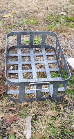 Metal Tin - Medium Galvanized Metal Rectangular Basket with Handles