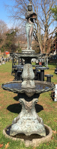 Bronze Lady with Shell 2 Tier Fountain