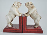 Bookends - Cast Iron Pair White Vintage Bulldog