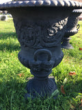Large Cast Iron Urn with handle pair