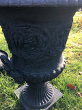 Large Cast Iron Urn with handle pair