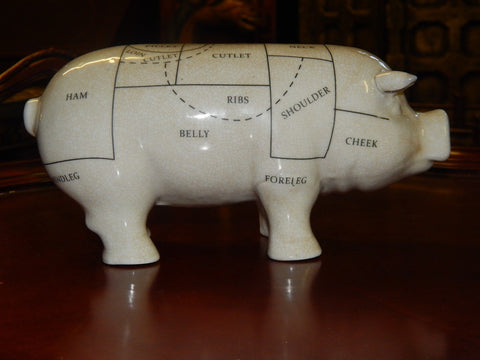 Pig  Porcelain  Butcher Figurine Chart Statue