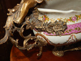 Sevres Porcelain - Pink French Style Bowl w/ Gilt Bronze Ormolu Cherub