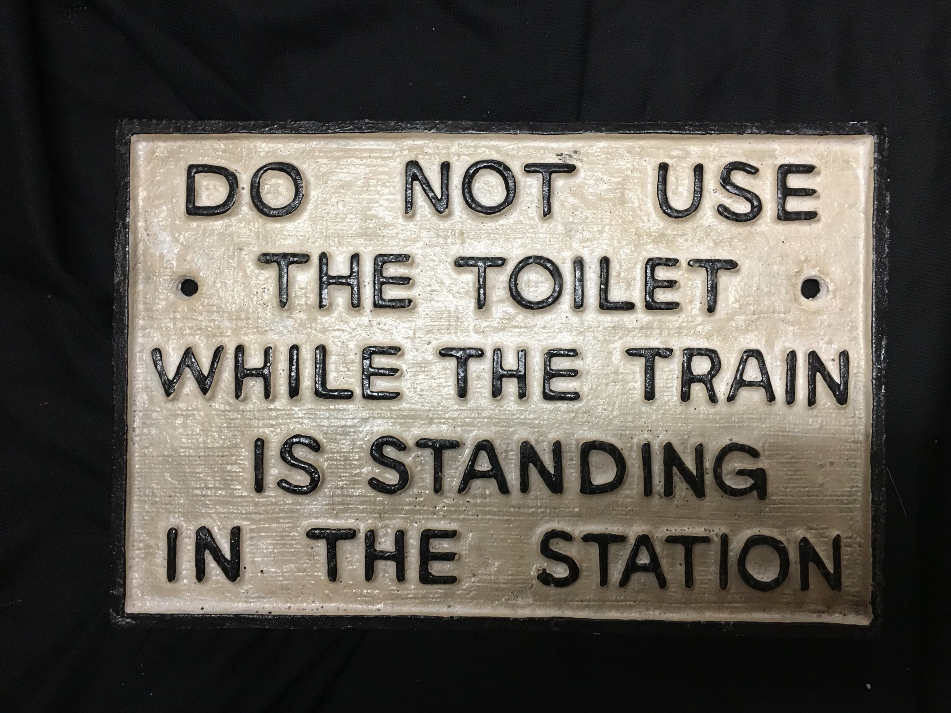 CAST IRON HAND-PAINTED TRAIN SIGN-Jantiques LLC.